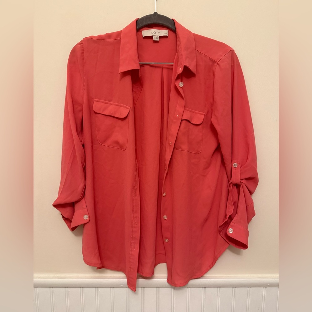 LOFT Vibrant Coral Blouse